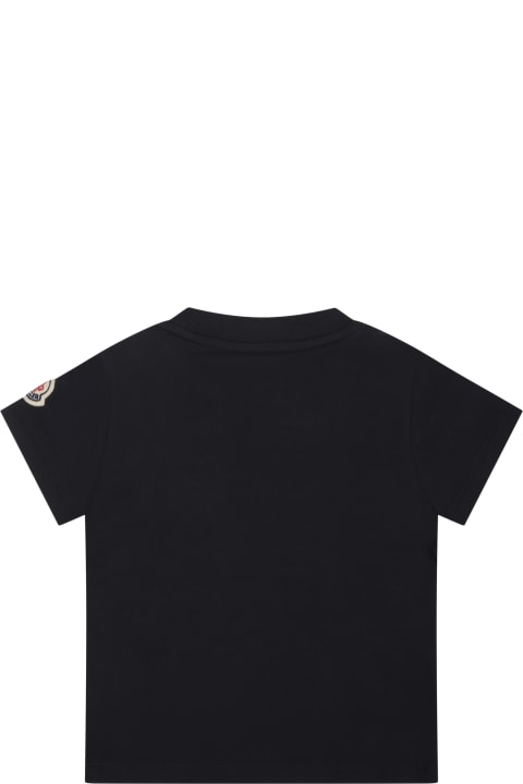 Monclerのベビーガールズ Moncler Blue T-shirt For Baby Girl With Logo