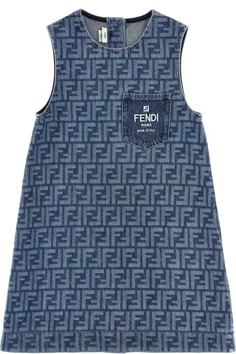 Dresses for Girls Fendi Logo Denim Dress