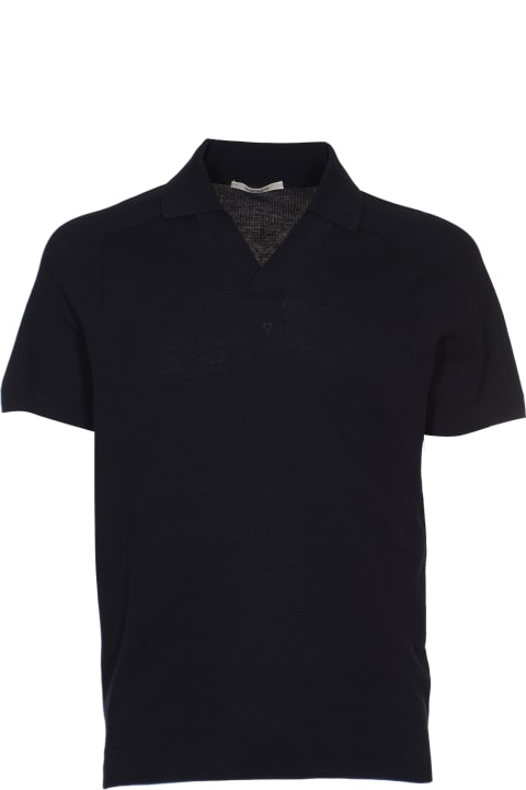 メンズ Kangraのシャツ Kangra V-neck Rib Trim Polo Shirt