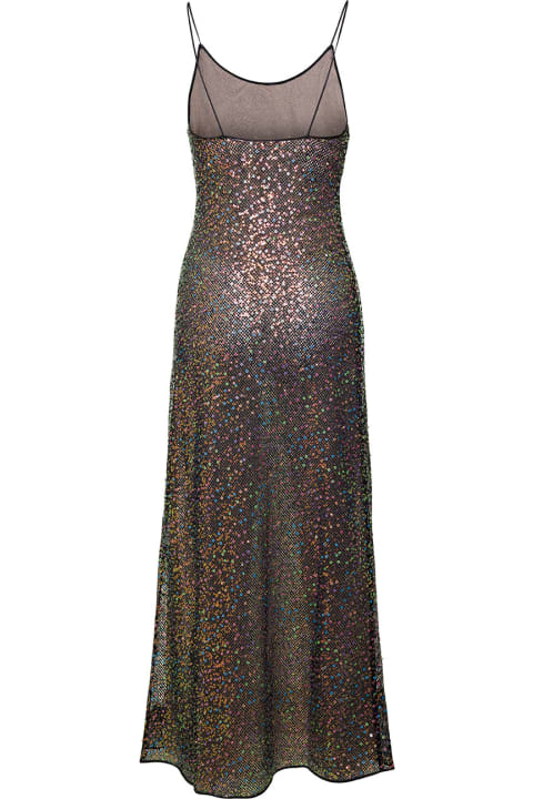Multicolored Sequin Embellished Midi Dress In Polyester Woman