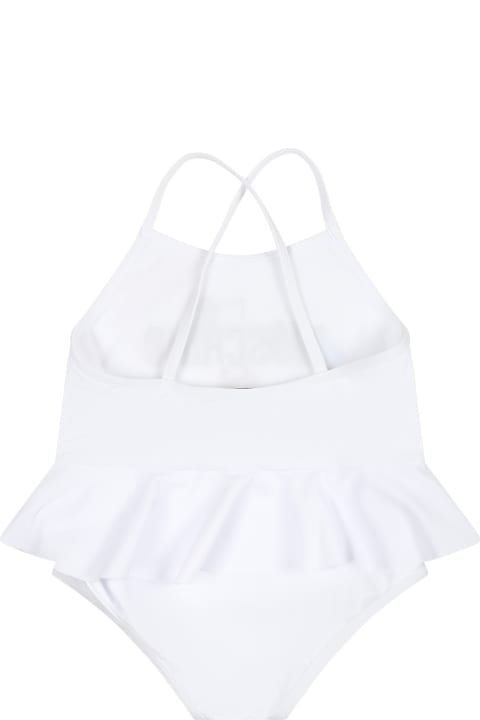 Moschino Swimwear for Baby Boys Moschino White One Piece Swimsuit For Baby Girl With Logo