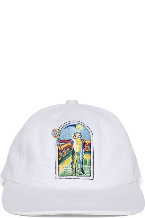 Hats for Men Casablanca White Baseball Hat With Front Embroidery