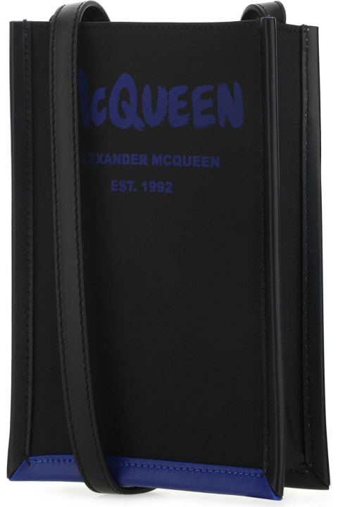 Bags Sale for Men Alexander McQueen Black Fabric Mini Edge Crossbody Bag