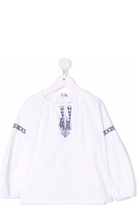 White Cotton Blouse With Ikat Inserts