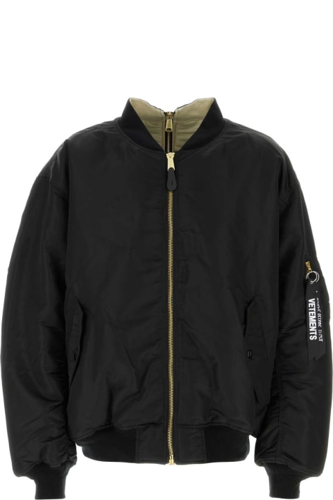 Coats & Jackets for Men VETEMENTS Black Nylon Reversible Padded Jacket