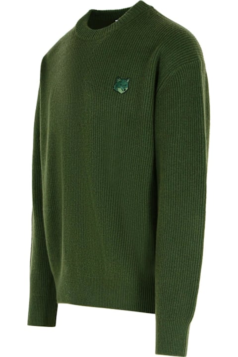 メンズ Maison Kitsunéのニットウェア Maison Kitsuné Green Wool Sweater