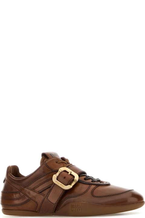 Miu Miu Sneakers In Pelle Caramello