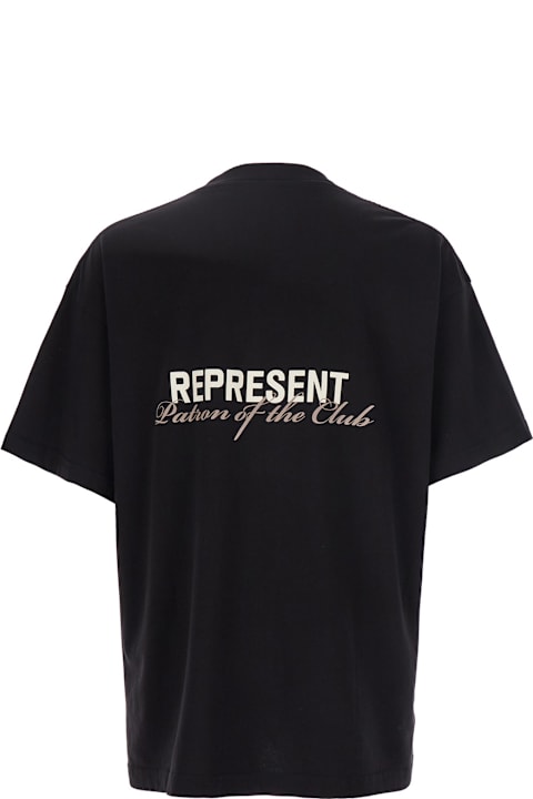 Homeware REPRESENT 
patron Of The Club
 Black Crewneck T-shirt With Front And Back Logo Print In Cotton Man