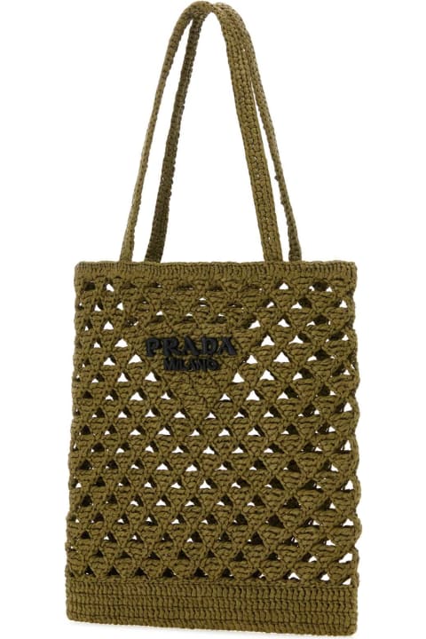 Prada Totes for Women Prada Khaki Straw Handbag