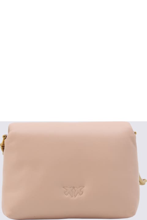 Bags for Women Pinko Beige Leather Baby Love Click Puff Shoulder Bag