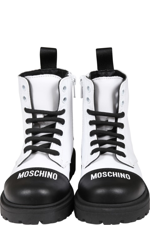 Moschino for Kids Moschino White Boots For Girl With Teddy Bear And Logo
