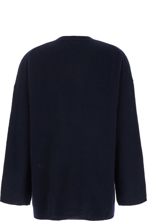 Homeware Allude Blue Relaxed Crewneck Sweater In Cashmere Woman