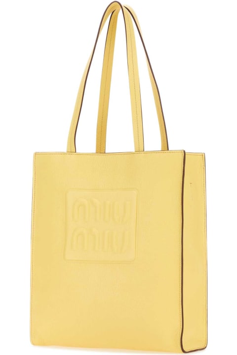 Miu Miu Totes for Women Miu Miu Pastel Yellow Leather Shopping Bag