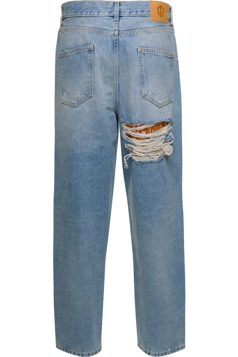 Alanui Jeans for Women Alanui Light Blue Jeans With Bandana Patchwork In Cotton Denim Woman