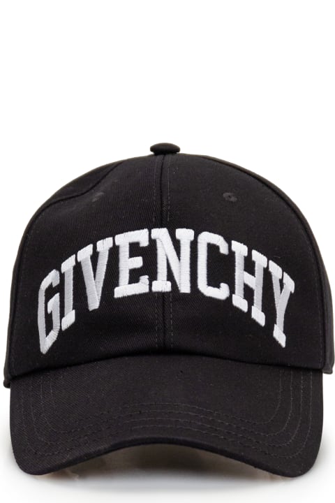 Givenchy Accessories for Men Givenchy Black Baseball Hat With Givenchy College Embroidery