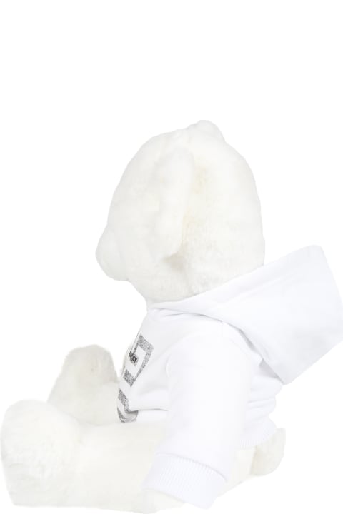 White Teddy-bear For Babykids With Black Logo