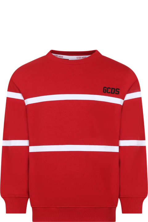 GCDS Mini Sweaters & Sweatshirts for Boys GCDS Mini Red Sweatshirt For Kids With Logo