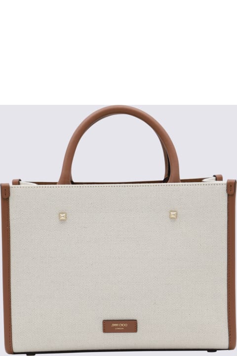 Fashion for Women Jimmy Choo Natural Canvas And Leather Avenue Small Tote Bag