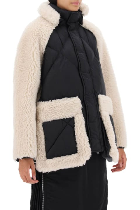 Sacai Coats & Jackets for Women Sacai Convertible Jacket In Ripstop And Faux Shearling
