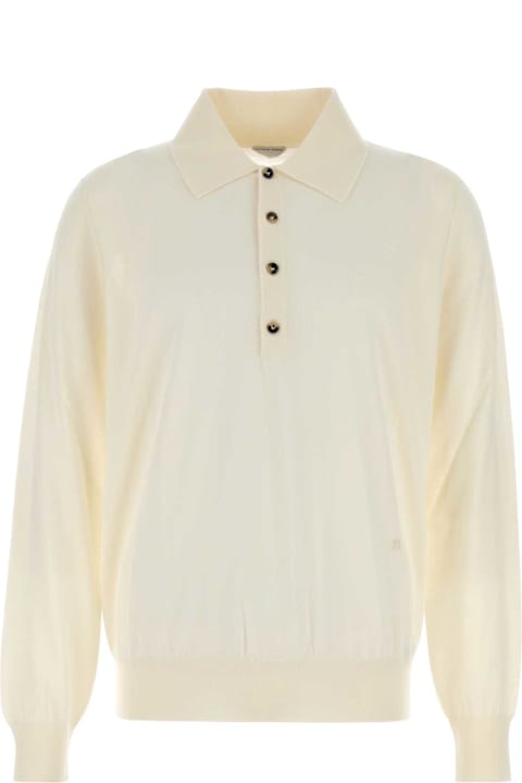 Bottega Veneta for Men Bottega Veneta Ivory Cashmere Polo Shirt