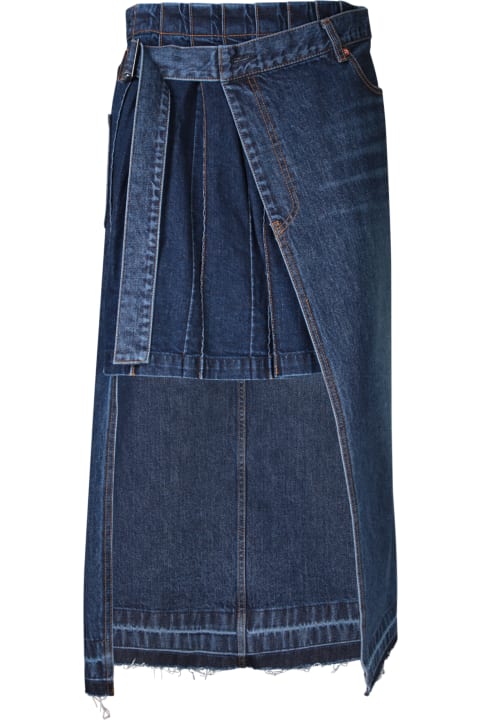 Clothing for Women Sacai Blue Asymmetric Denim Skirt