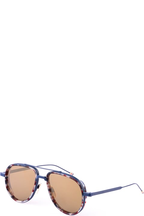 Thom Browne Eyewear for Men Thom Browne Aviator - Matte Navy / Rwb Tortoise Sunglasses