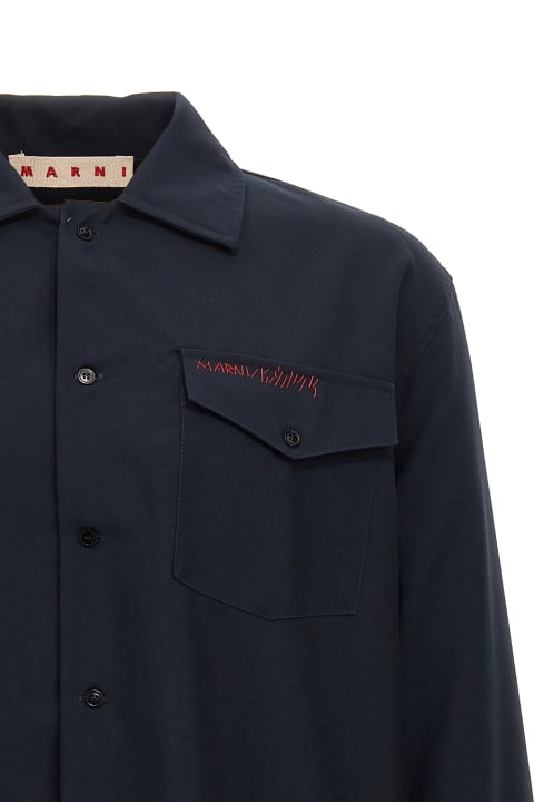 Tシャツ・カットソー MARNI FW24 Logo embroidery shirt (CUMU0310S0TW839 00B99) Buy Marni men black flower printed shirt for $415 online on