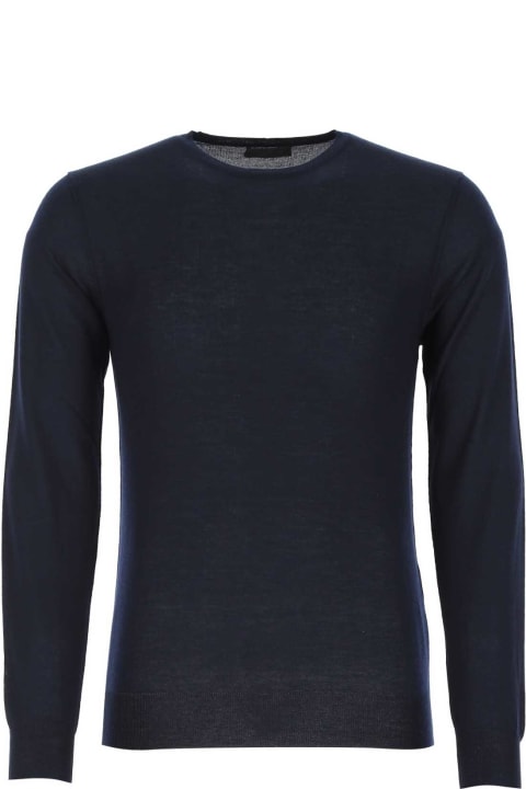 Sweaters for Men Prada Navy Blue Cashmere Sweater