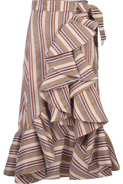 Stella Jean Clothing for Women Stella Jean Striped Midi Skirt With Ruffle