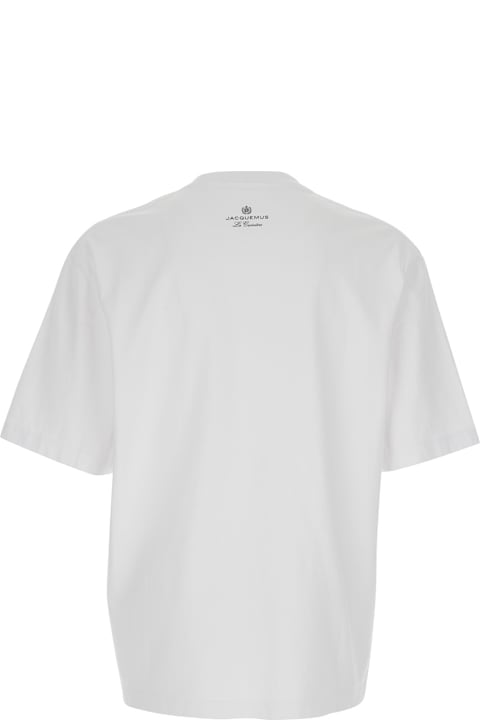 Jacquemus for Men Jacquemus 'le T-shirt Marino' White Crewneck T-shirt With Maxi Print On The Front In Cotton Man