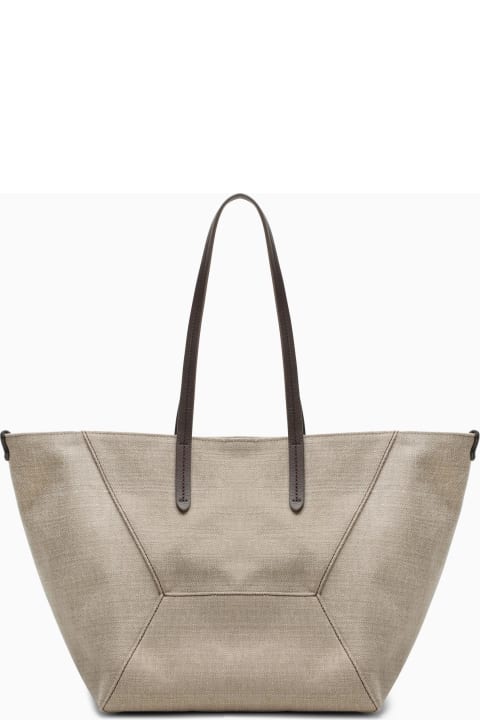 Totes for Women Brunello Cucinelli Rope-coloured Shopper Bag In Cotton And Linen