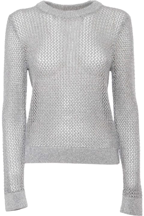 Michael Kors Sweaters for Women Michael Kors Long-sleeved Silver Mesh Shirt