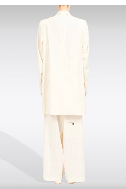 MM6 Maison Margiela Coats & Jackets for Women MM6 Maison Margiela Giacca Off white pinstriped long double-breated blazer