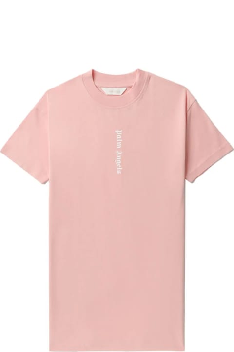Fashion for Girls Palm Angels Pink Maxi T-shirt Dress With Front And Back Logo
