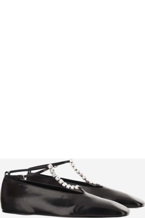Jil Sander Laced Shoes for Women Jil Sander Black Leather Ballerinas