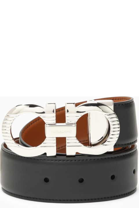 Belts for Men Ferragamo Gancini Reversible Black\/brown Leather Belt