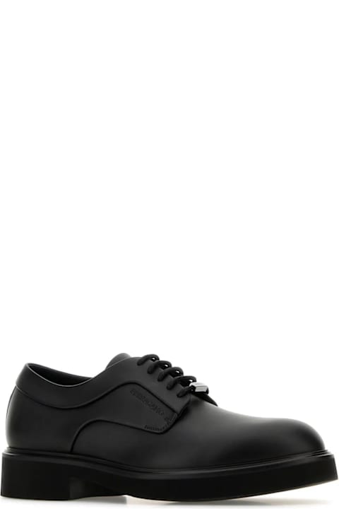 Shoes for Men Ferragamo Black Leather Cervantes Lace-up Shoes