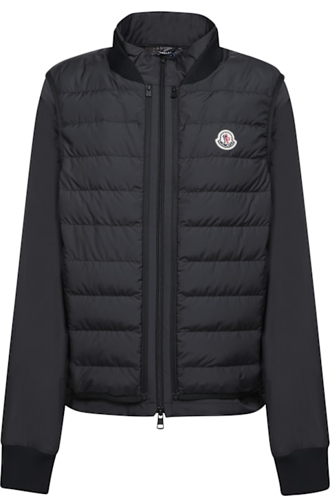Moncler الملابس لـ القسم الرجالي Moncler Black Polyester Verde Jacket