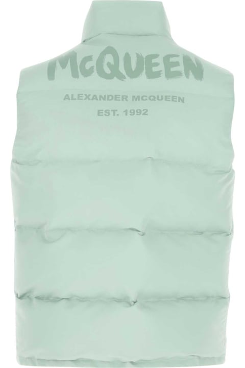 Alexander McQueen Coats & Jackets for Men Alexander McQueen Sea Green Polyester Sleeveless Padded Jacket