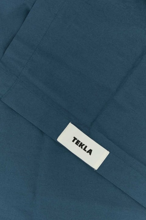 テキスタイル＆リネン Tekla Air Force Blue Cotton Flat Sheet