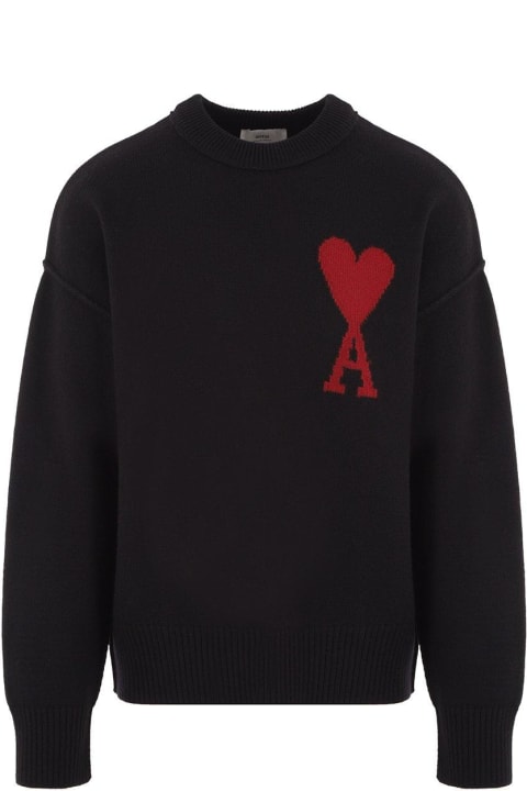 Ami Alexandre Mattiussi Sweaters for Men Ami Alexandre Mattiussi Paris De Coeur Crewneck Long-sleeved Jumper