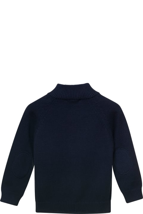 Sweaters & Sweatshirts for Baby Girls Il Gufo Blue Knit Zip-up Sweatshirt In Cotton Baby