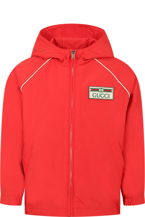 ボーイズ コート＆ジャケット Gucci Red Jacket For Kids With Vintage Logo
