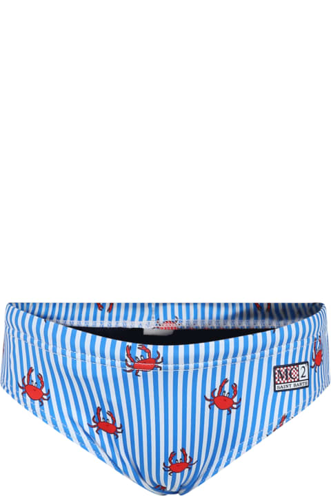 Swimwear for Boys MC2 Saint Barth Light Blue Swim Briefs For Boy With Crab Print