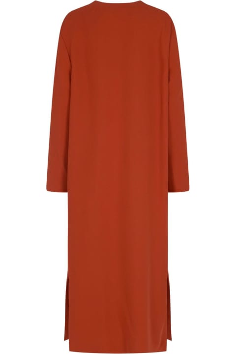 Dresses for Women Valentino Split Neck Long-sleeved Midi Dress