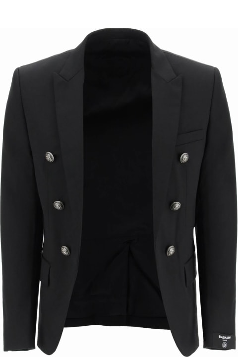 Suits for Men Balmain Wool Blazer With Decorative Buttons