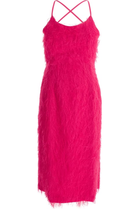Fashion for Women TwinSet Pink Frayed Midi Dress In Technical Fabric Woman