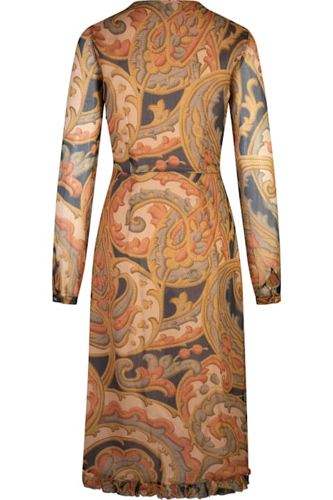 Etro جمب سوت لـ السيدات Etro Printed Navy Blue Silk Midi Dress