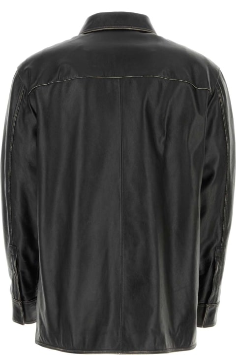 メンズ新着アイテム Loewe Black Nappa Leather Shirt