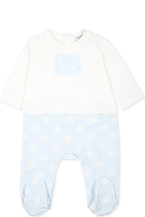 Dolce & Gabbana Bodysuits & Sets for Baby Girls Dolce & Gabbana Light Blue Babygrow Set For Baby Boy With Logodg